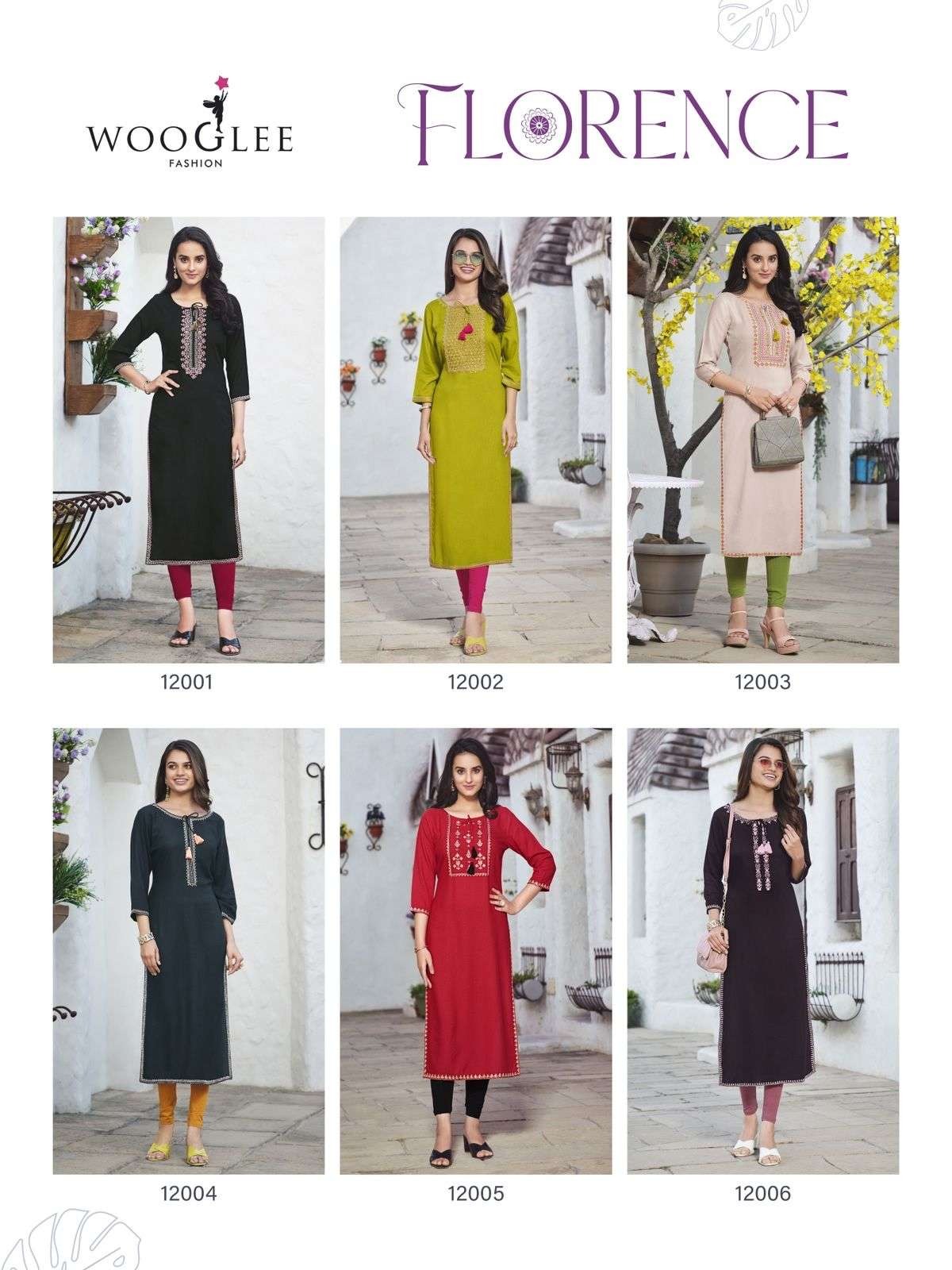 Florence By Wooglee Rayon Designer Kurtis Catalog